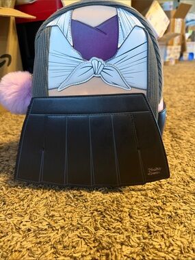 Loungefly Pink and Gray Ribbed Mini Backpack